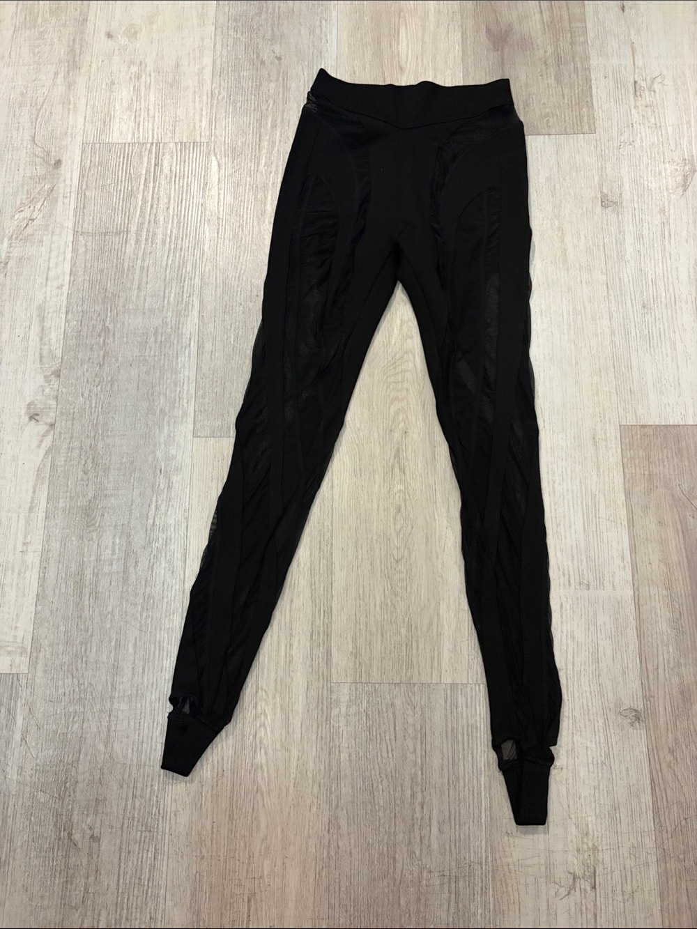 Maniere De Voir Kids Black Mesh-Panel Leggings